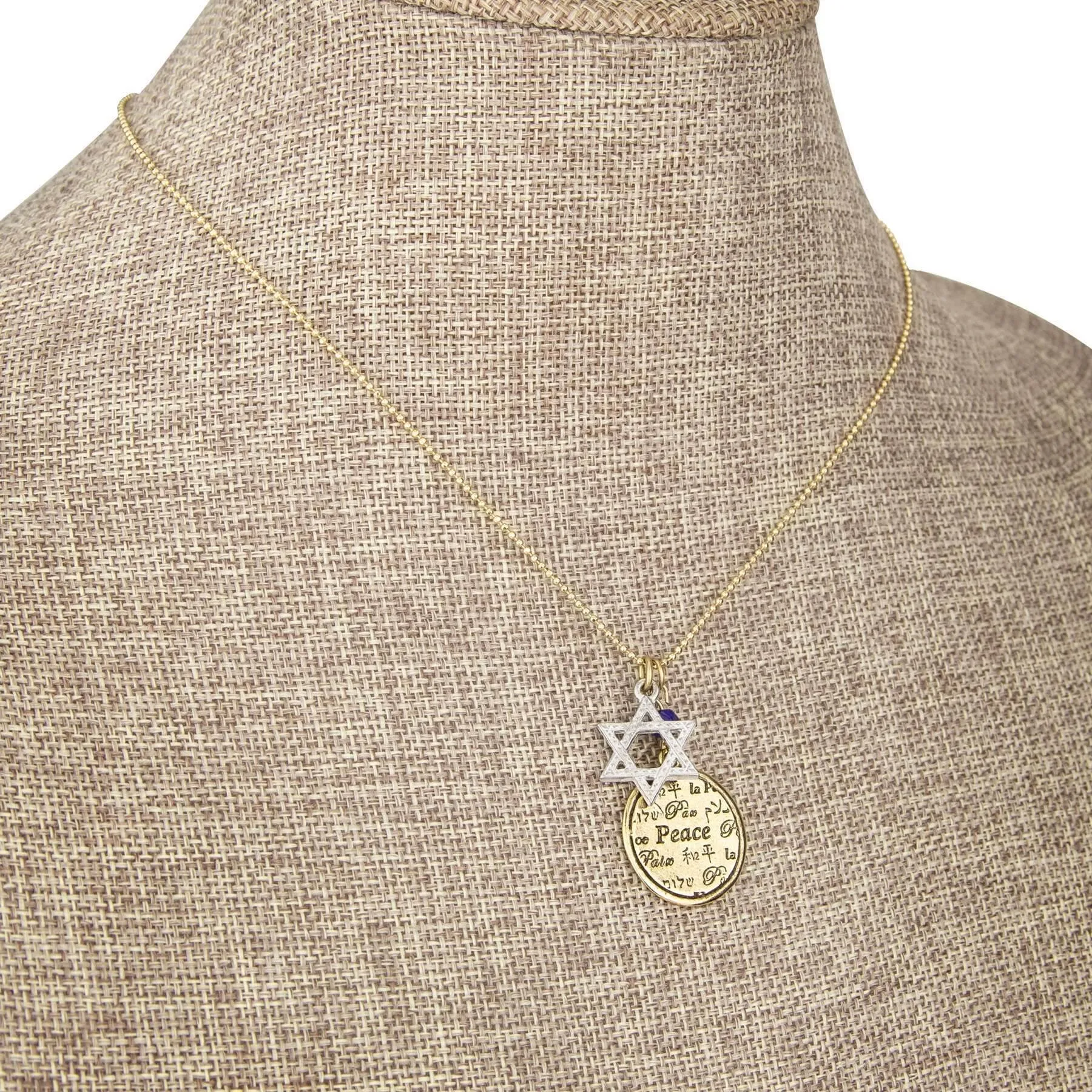 1928 Jewelry Star Of David Multilingual Peace Pendant Necklace 16" 1928 Jewelry