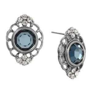 1928 Jewelry Sumptuous European Channel & Clear Crystal Post Drop Earrings 1928 Jewelry