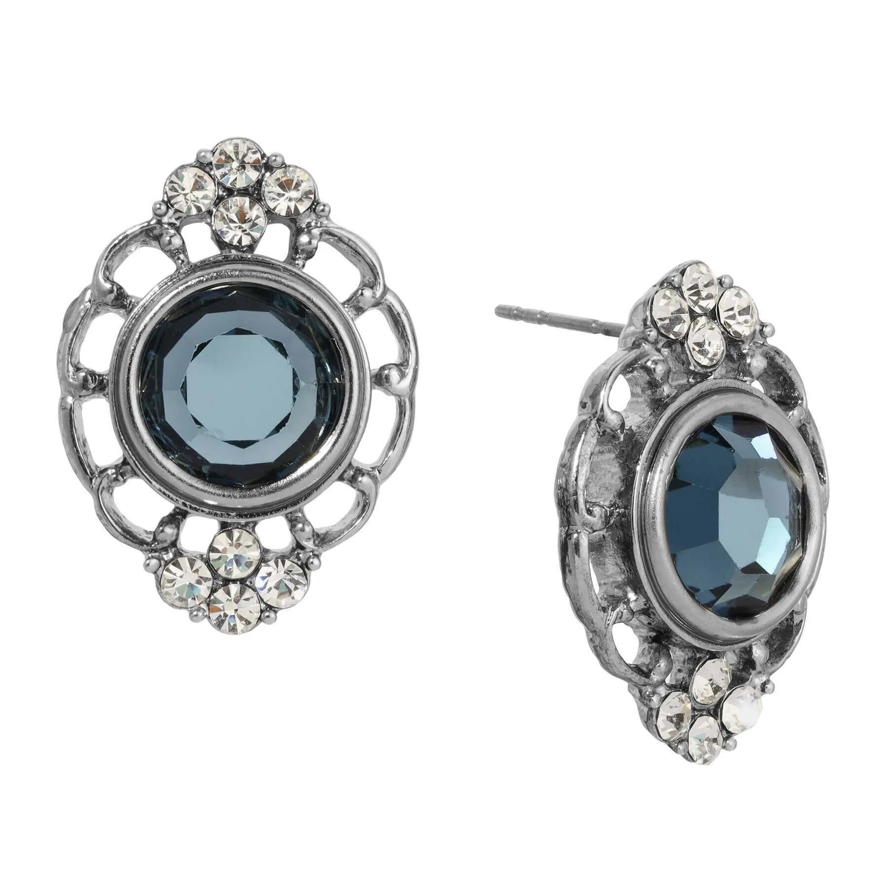 1928 Jewelry Sumptuous European Channel & Clear Crystal Post Drop Earrings 1928 Jewelry