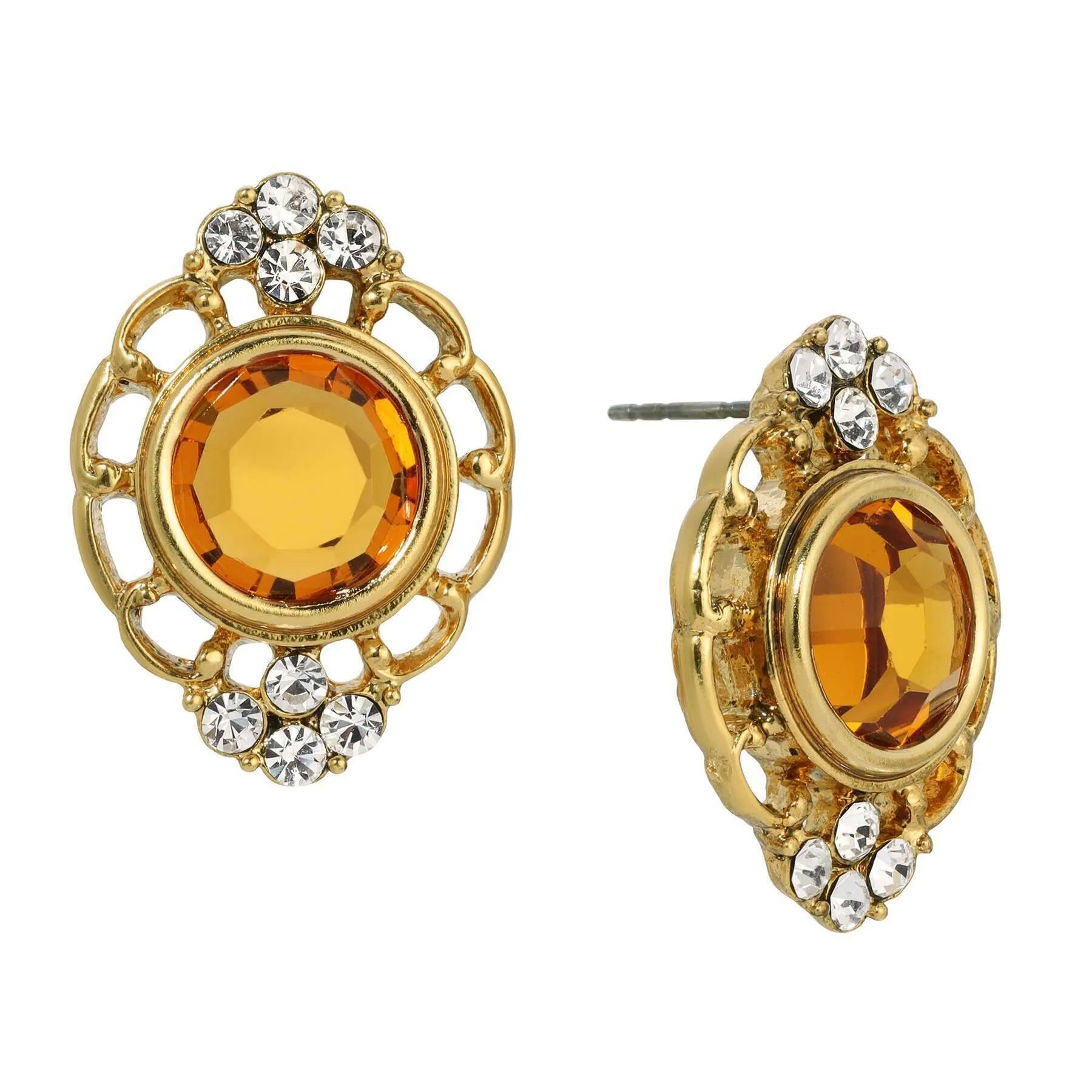 1928 Jewelry Sumptuous European Channel & Clear Crystal Post Drop Earrings 1928 Jewelry