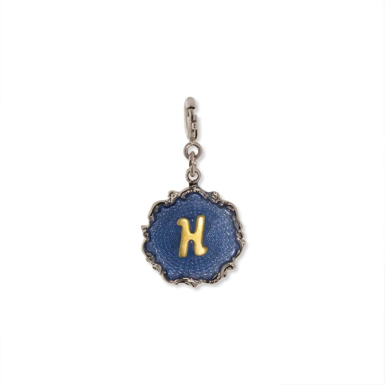 1928 Jewelry Sunburst Blue Enamel Initial Charm 1928 Jewelry