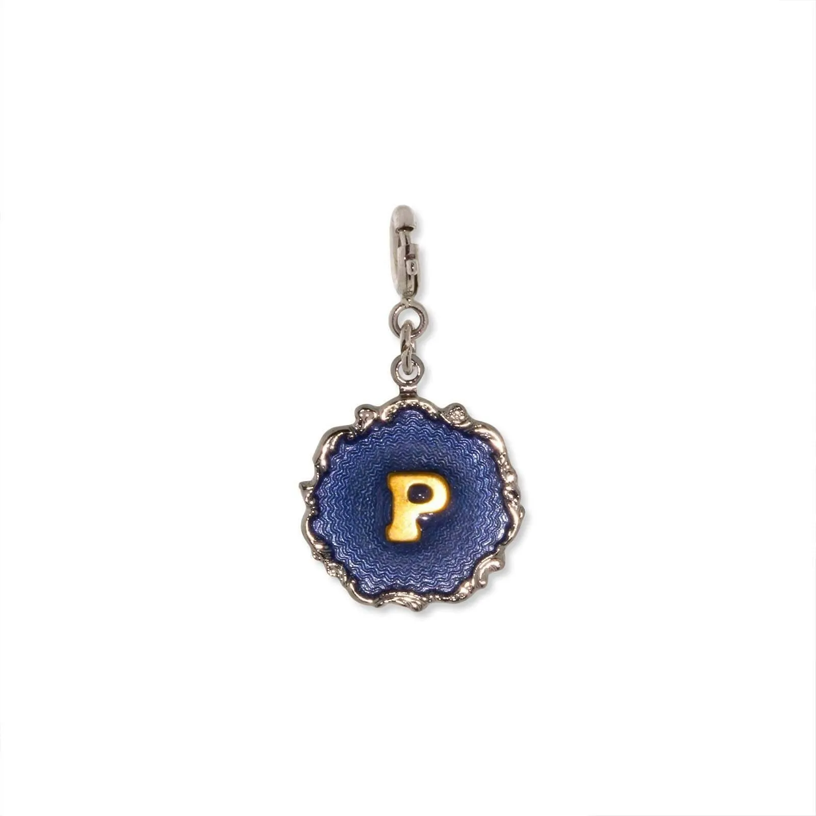 1928 Jewelry Sunburst Blue Enamel Initial Charm 1928 Jewelry