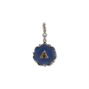 1928 Jewelry Sunburst Blue Enamel Initial Charm 1928 Jewelry