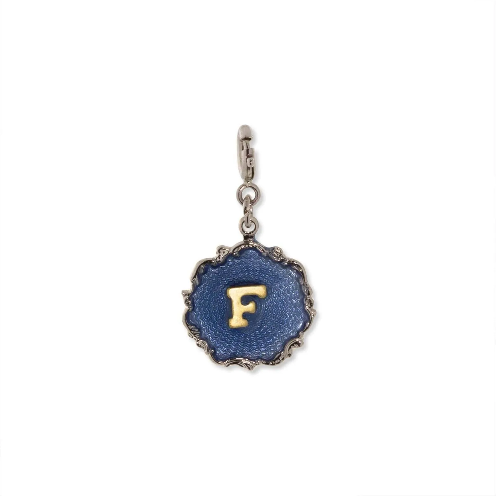 1928 Jewelry Sunburst Blue Enamel Initial Charm 1928 Jewelry