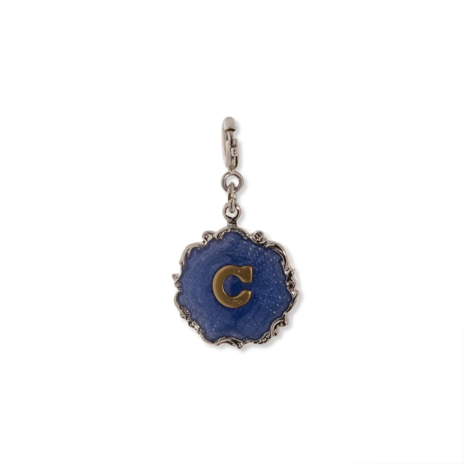 1928 Jewelry Sunburst Blue Enamel Initial Charm 1928 Jewelry