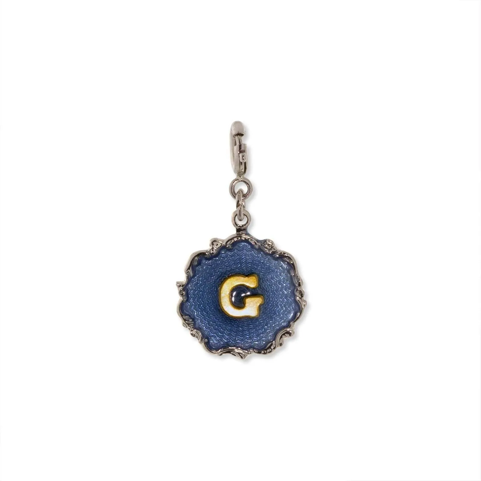 1928 Jewelry Sunburst Blue Enamel Initial Charm 1928 Jewelry