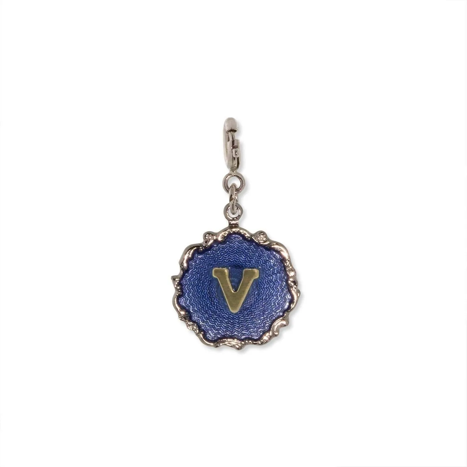1928 Jewelry Sunburst Blue Enamel Initial Charm 1928 Jewelry