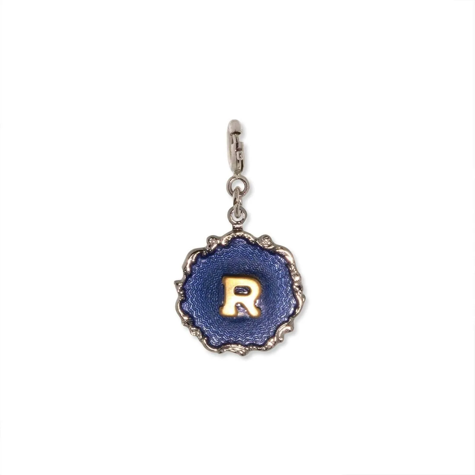 1928 Jewelry Sunburst Blue Enamel Initial Charm 1928 Jewelry