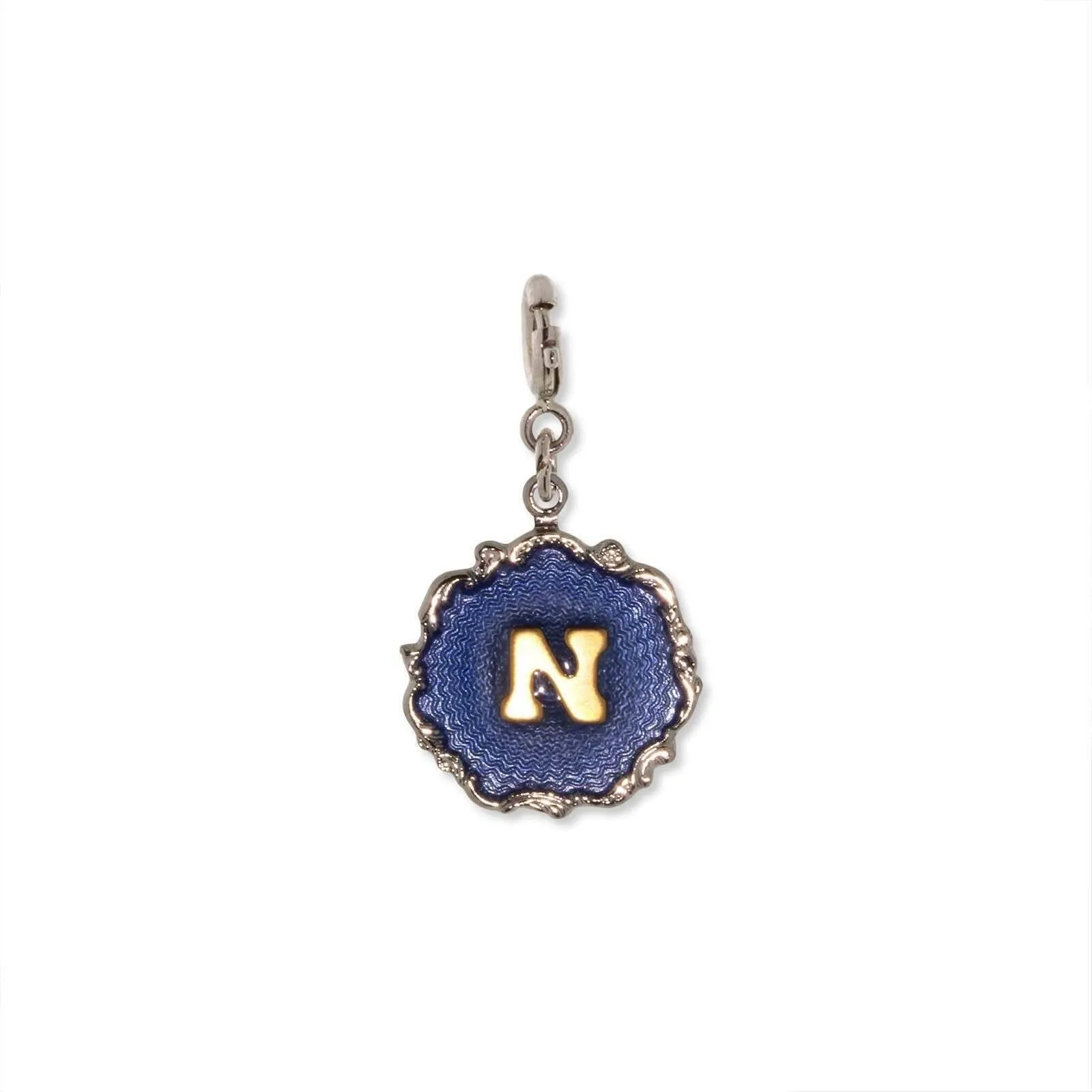 1928 Jewelry Sunburst Blue Enamel Initial Charm 1928 Jewelry