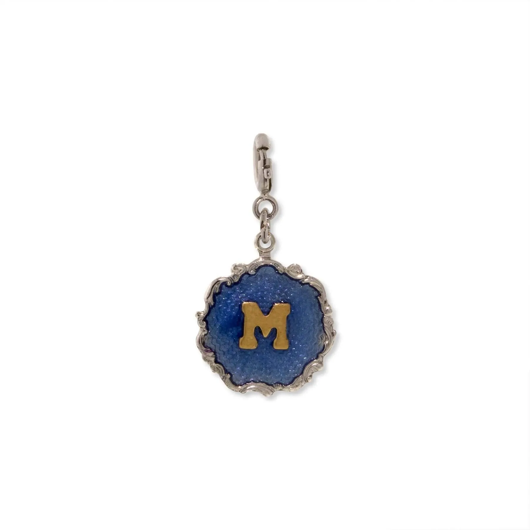 1928 Jewelry Sunburst Blue Enamel Initial Charm 1928 Jewelry