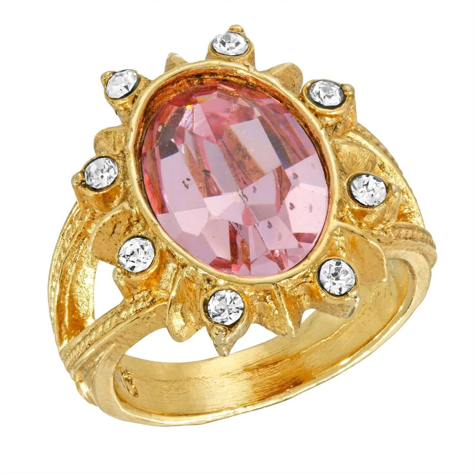 1928 Jewelry Sunburst Oval Light Pink Austrian Crystal Ring 1928 Jewelry