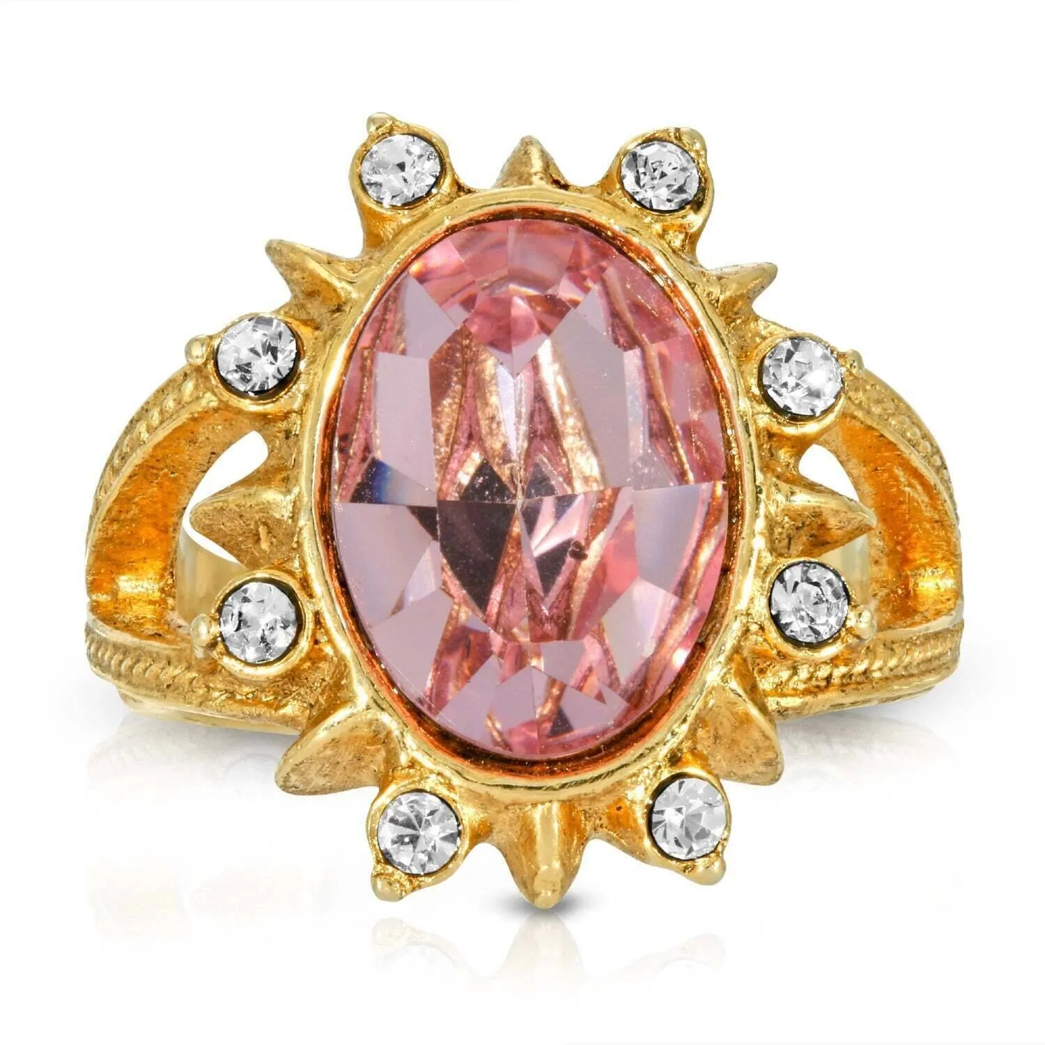 1928 Jewelry Sunburst Oval Light Pink Austrian Crystal Ring 1928 Jewelry