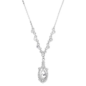1928 Jewelry Suspended Crystal Teardrop Y-Shape Necklace 16"   3" Extender 1928 Jewelry