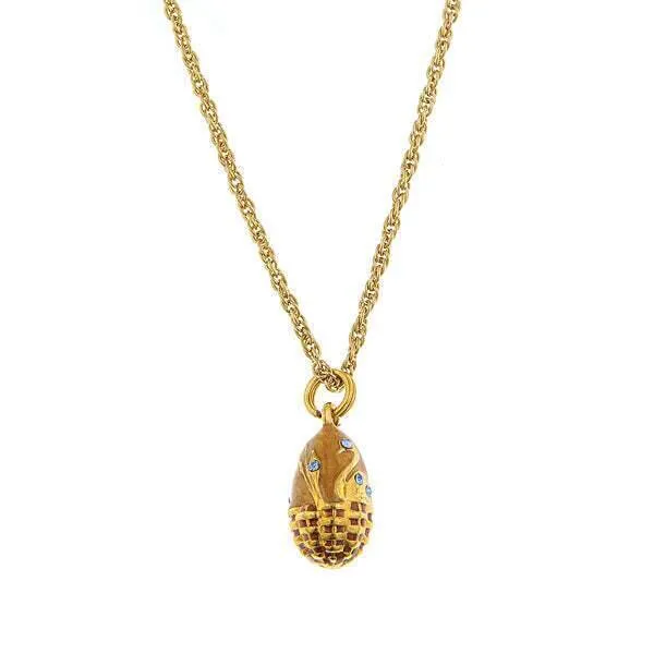 1928 Jewelry Swan Topaz Egg Light Blue Crystal Pendant Necklace 18" 1928 Jewelry