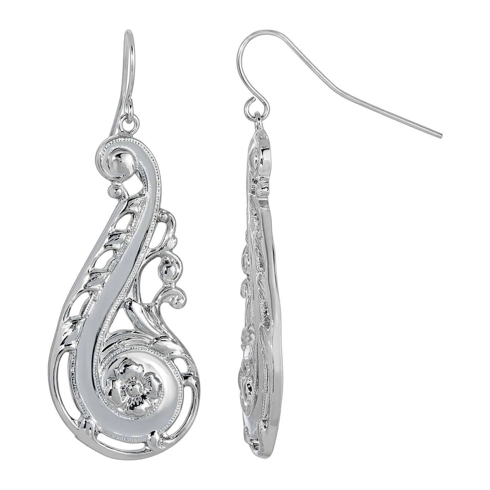 1928 Jewelry Swirly Statement Floral Drop Earrings 1928 Jewelry