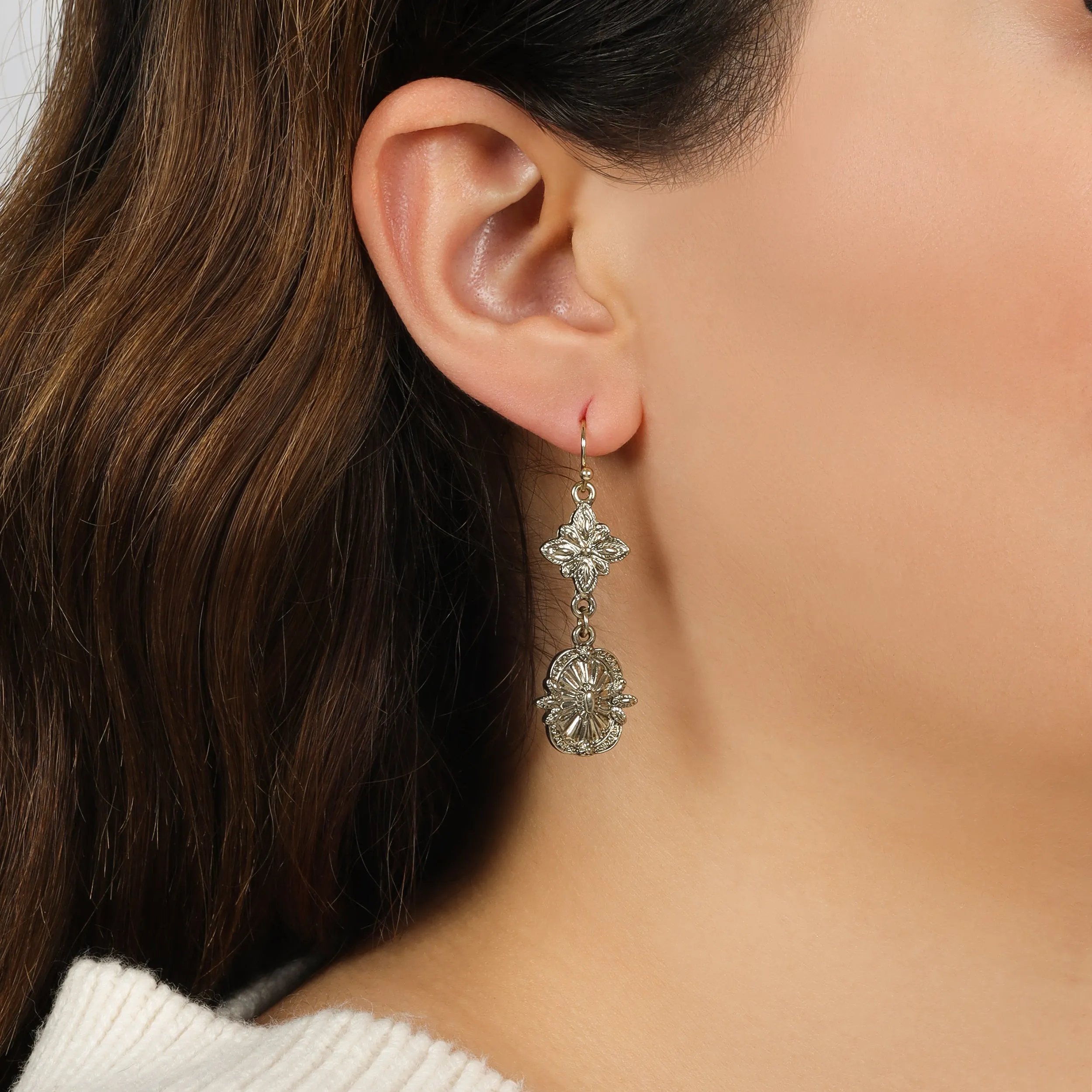1928 Jewelry Tailored Double Starburst Drop Earrings 1928 Jewelry