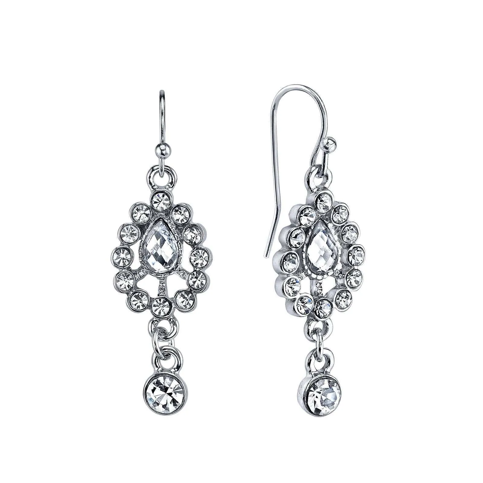1928 Jewelry Teardrop And Round Crystal Drop Earrings 1928 Jewelry