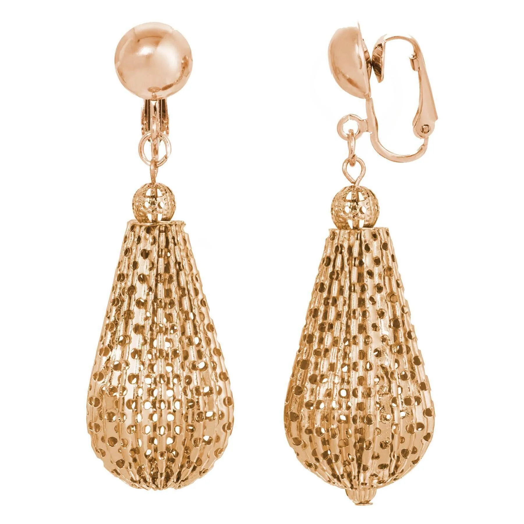 1928 Jewelry Teardrop Corrugated Clip On Earrings 1928 Jewelry