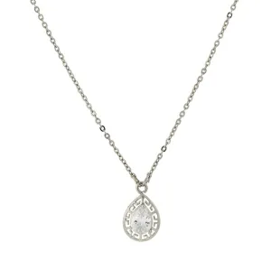 1928 Jewelry Teardrop Cubic Zirconia Pendant Necklace 16"   3" Extender 1928 Jewelry