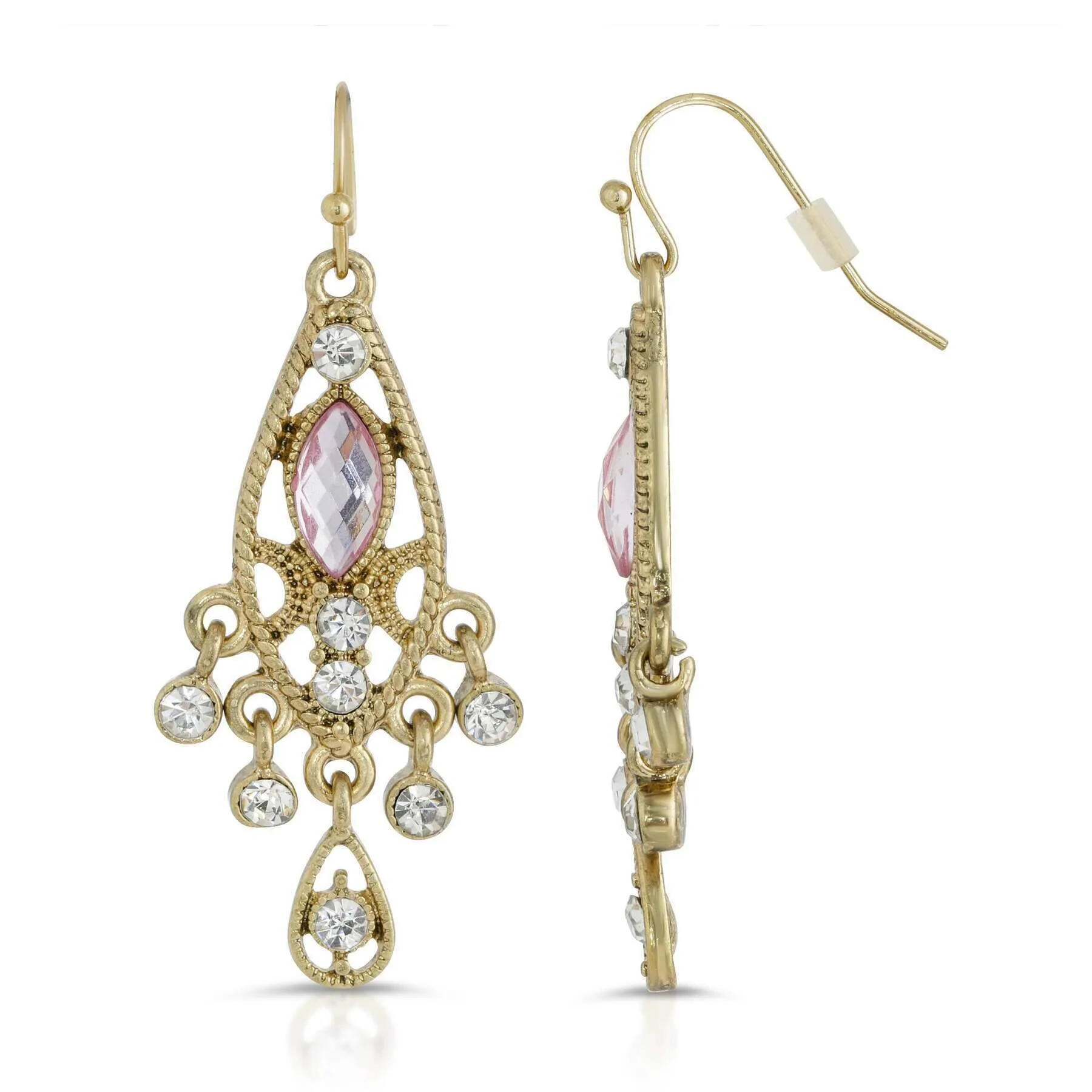 1928 Jewelry Teardrop Filigree Crystal Chandelier Earrings 1928 Jewelry