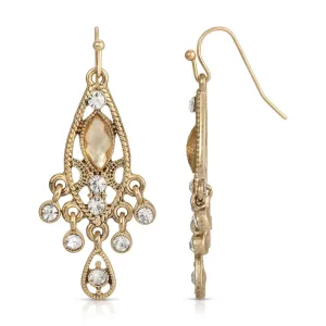1928 Jewelry Teardrop Filigree Crystal Chandelier Earrings 1928 Jewelry