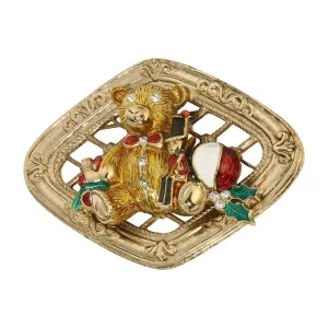 1928 Jewelry Teddy Bear & Nutcracker Christmas Brooch Pin 1928 Jewelry