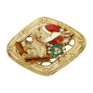 1928 Jewelry Teddy Bear On Sled Christmas Brooch Pin 1928 Jewelry