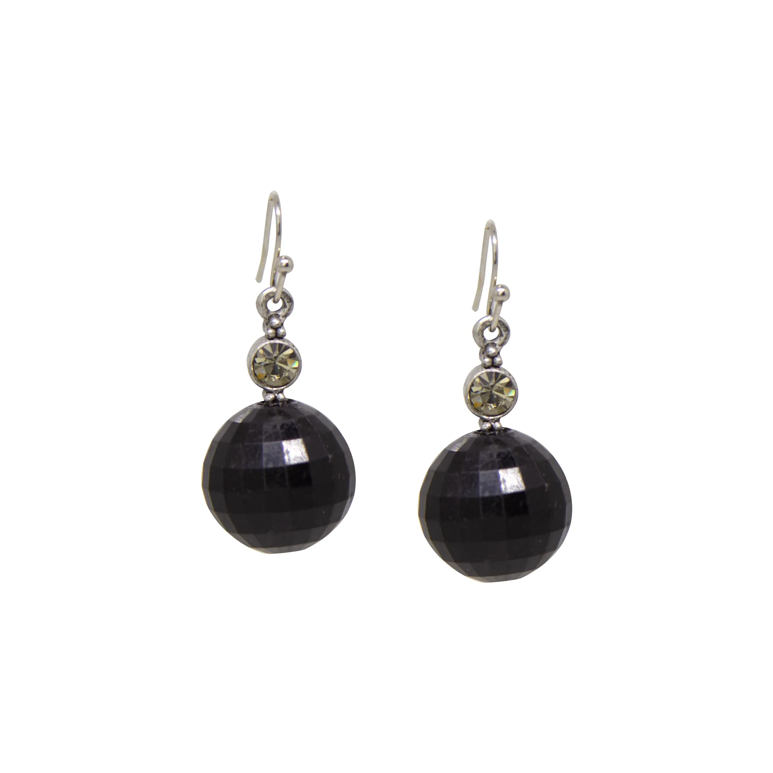 1928 Jewelry Tessellated Black Baubles & Crystals Drop Earrings 1928 Jewelry