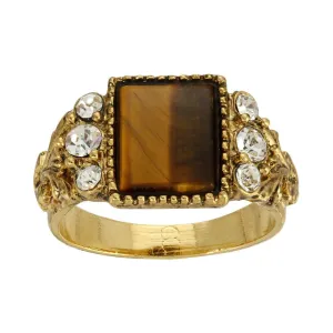 1928 Jewelry Tigers Eye Gemstone Crystal Accent Ring 1928 Jewelry