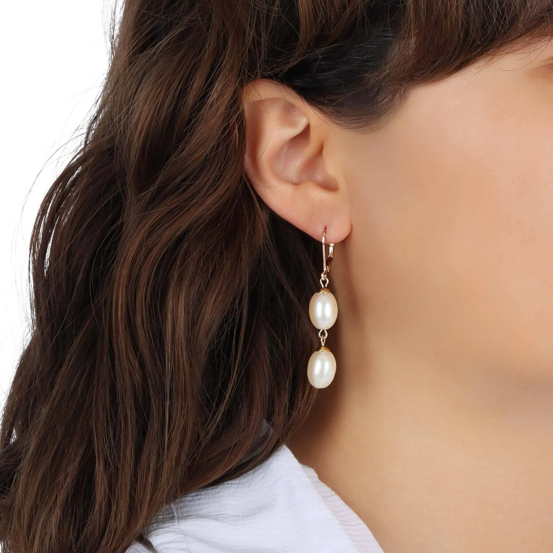 1928 Jewelry Timeless Double Egg Shaped Faux Pearl Dangling Earrings 1928 Jewelry
