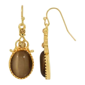 1928 Jewelry Topaz Crystal And Topaz Cat Eye Oval Drop Earrings 1928 Jewelry