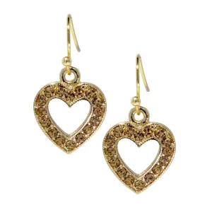 1928 Jewelry Topaz Crystal Open Heart Wire Drop Earrings 1928 Jewelry