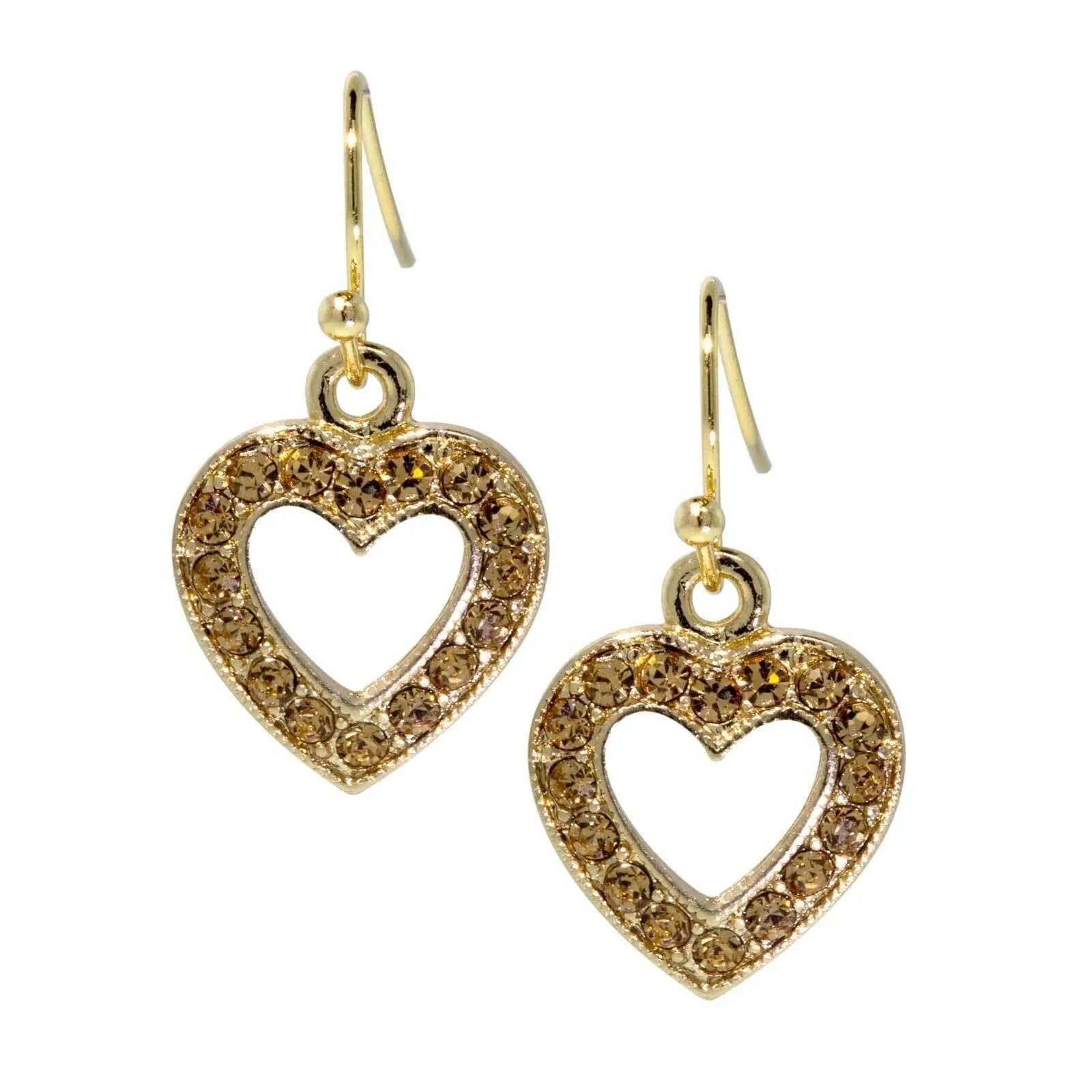 1928 Jewelry Topaz Crystal Open Heart Wire Drop Earrings 1928 Jewelry