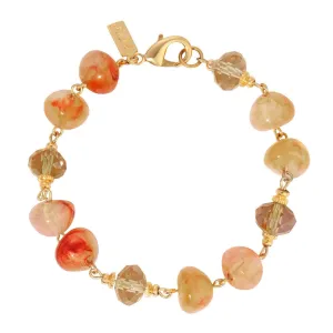 1928 Jewelry Topaz Crystals & Carnelian Marble Effect Beaded Bracelet 1928 Jewelry