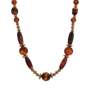 1928 Jewelry Tortoise Brown Multi Beaded Necklace 30" 1928 Jewelry