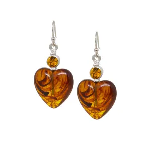 1928 Jewelry Tortoise Heart Baubles & Crystals Drop Earrings 1928 Jewelry