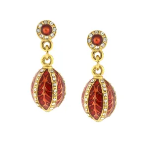 1928 Jewelry Trellis Red Enamel Crystal Egg Drop Earrings 1928 Jewelry