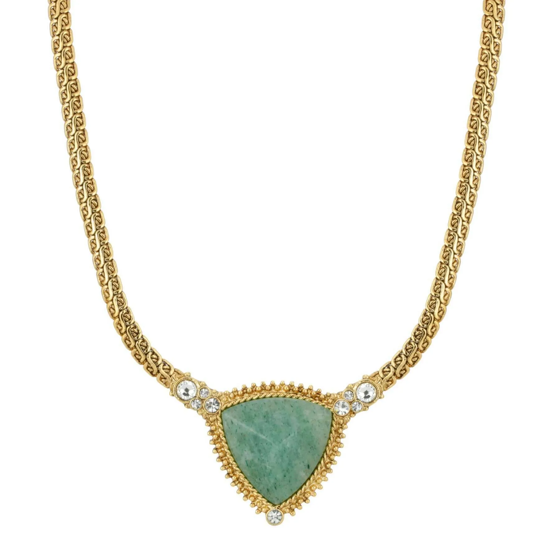 1928 Jewelry Trillion Gemstone Pendant Crystal Accent Necklace 16"   3" Extender 1928 Jewelry