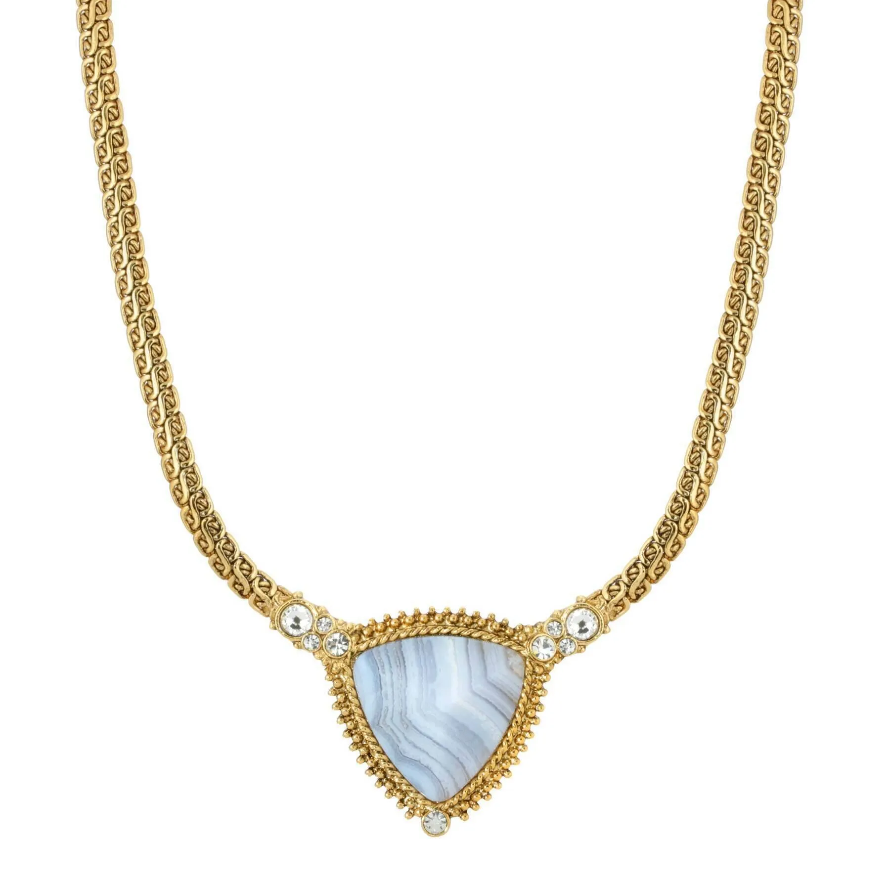 1928 Jewelry Trillion Gemstone Pendant Crystal Accent Necklace 16"   3" Extender 1928 Jewelry
