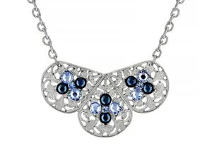 1928 Jewelry Triple Filigree Teardrop Sapphire Blue Crystal Bib Necklace 16"   3" Extension 1928 Jewelry