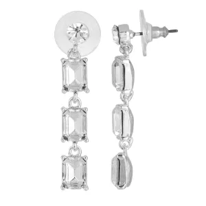 1928 Jewelry Triple Octagon Austrian Crystal Post Drop Earrings 1928 Jewelry