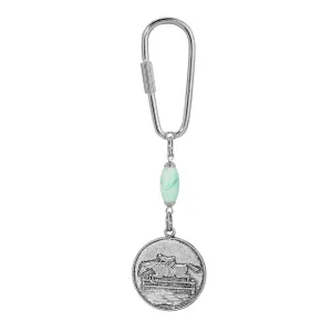 1928 Jewelry Turquoise Bead Horseback Rider Carabiner Key Chain 1928 Jewelry