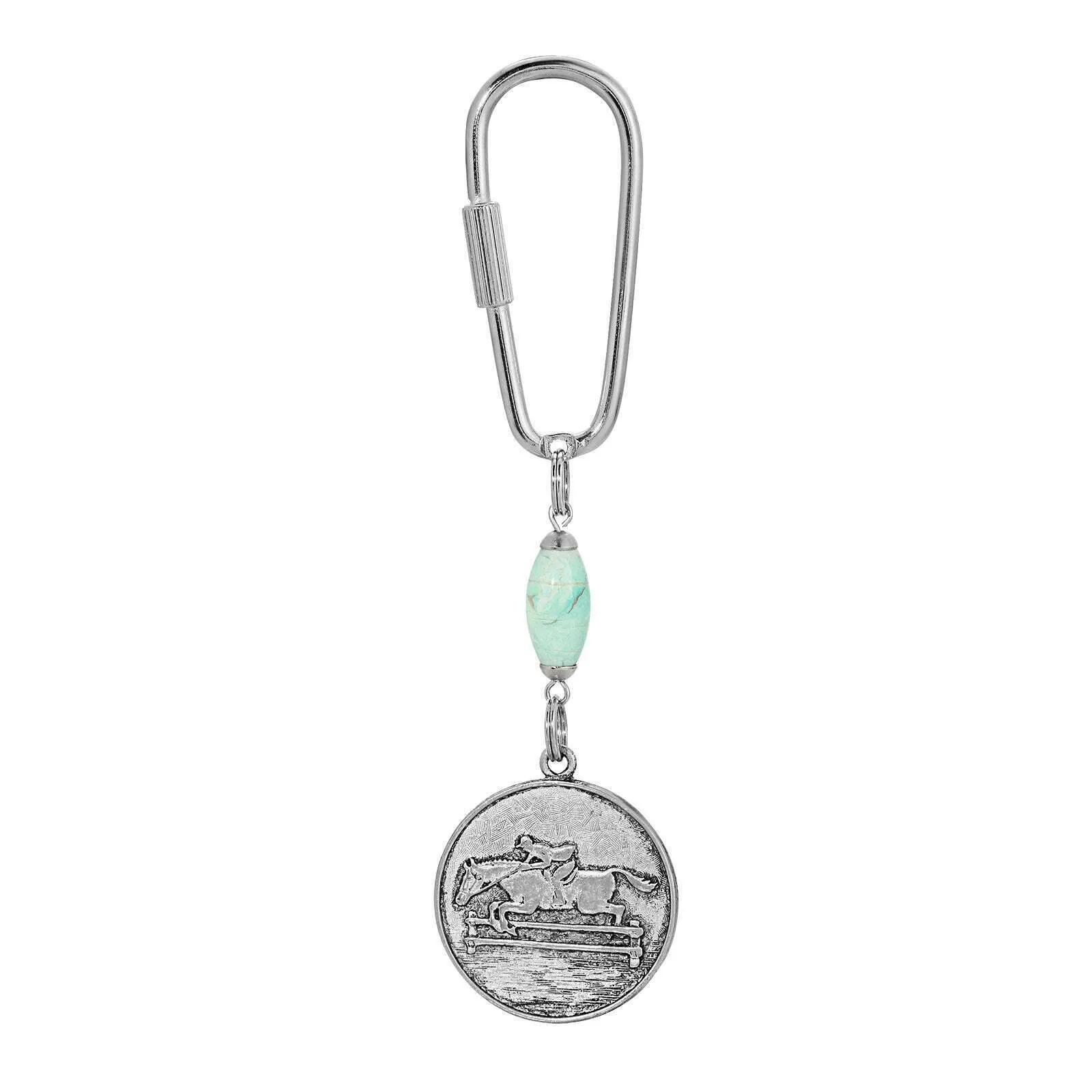 1928 Jewelry Turquoise Bead Horseback Rider Carabiner Key Chain 1928 Jewelry