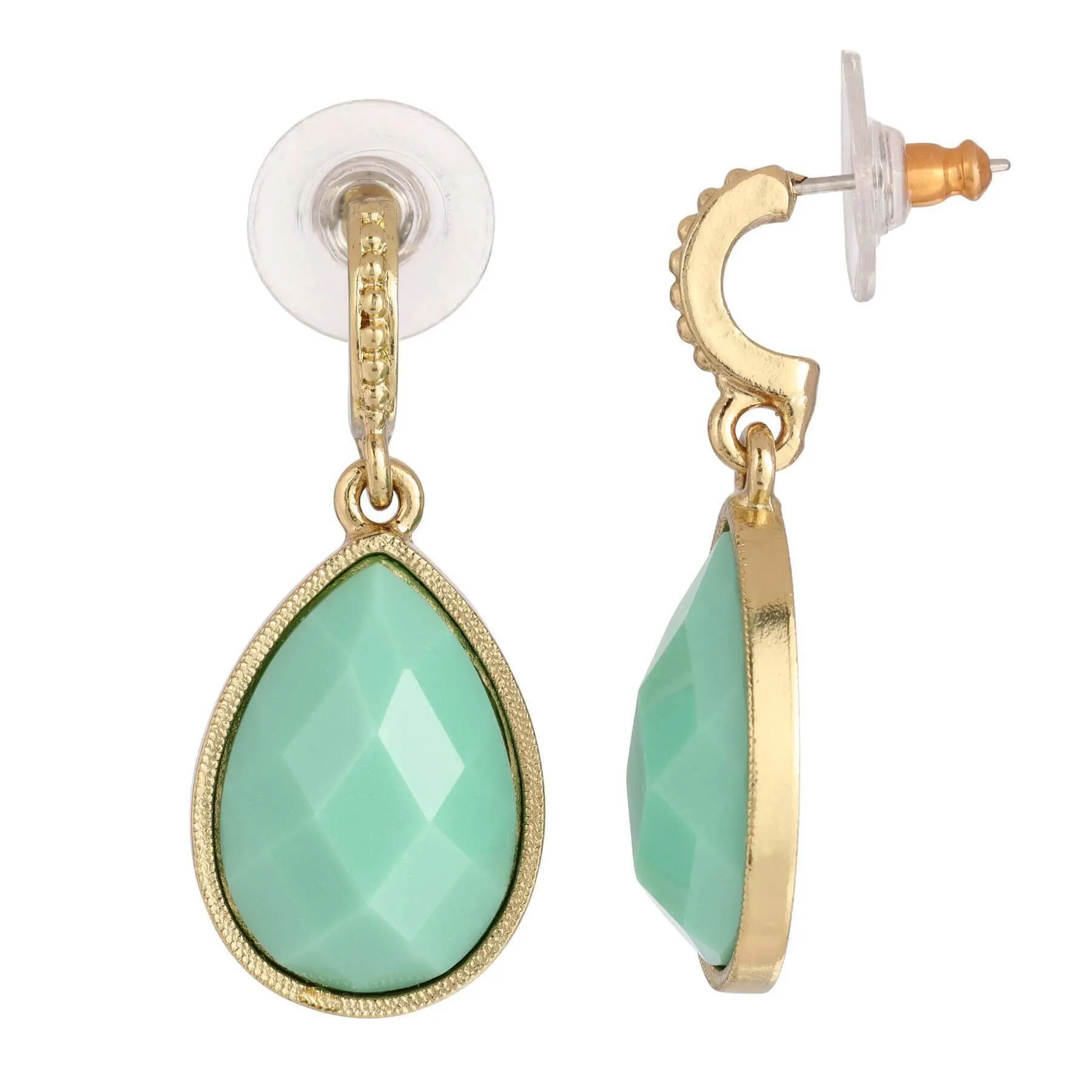 1928 Jewelry Turquoise Blue Faceted Teardrop Drop Earrings 1928 Jewelry