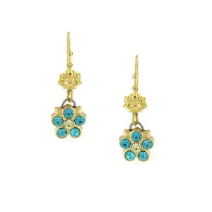 1928 Jewelry Turquoise Crystal Color Flower Drop Earrings 1928 Jewelry