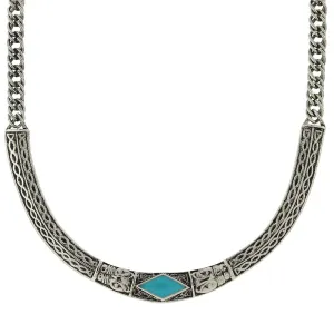 1928 Jewelry Turquoise Enamel Collar Necklace 16"   3" Extender 1928 Jewelry