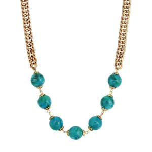 1928 Jewelry Turquoise Marbled Beaded Necklace 18" 1928 Jewelry