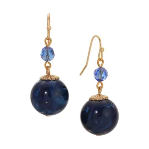 1928 Jewelry Twilight Blue Crystal And Bead Drop Earrings 1928 Jewelry