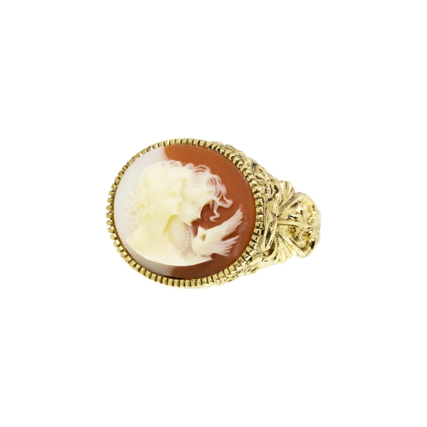 1928 Jewelry Twin Muse And Bird Cameo Ring 1928 Jewelry