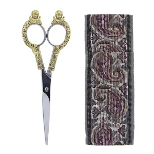 1928 Jewelry Two-Tone Cherub Scissors With 6.5" Cloth Pouch 1928 Jewelry